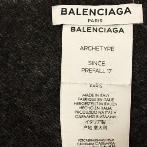 BALENCIAGA 17AW ロゴ マフラー カシミヤ混 白 グレー /G