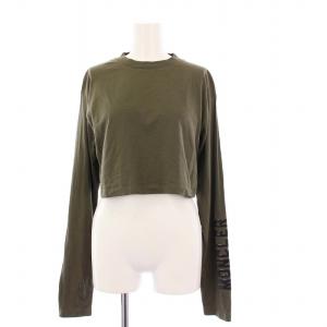 T-SHIRT GIROCOLLO M/LUNGA Tシャツ カットソー 長袖 クロップド丈 XS カーキ