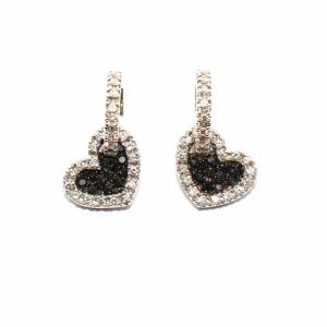 ピアス ブラックダイヤ ハート K18WG 0.37ct 0.18ct