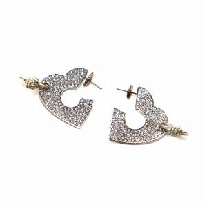 ピアス 両耳用 ハート ラインストーン シルバー色 /AN28 OH