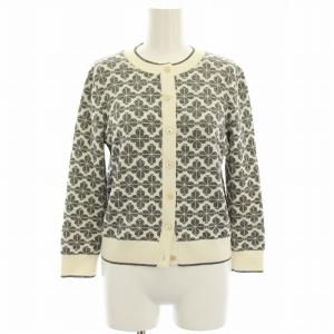 スペード フラワー カーディガン ニット ラメ 七分袖 S 白 ホワイト 黒 ブラック シルバー色 NJMUA437