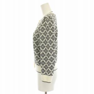 kate spade new york スペード フラワー カーディガン ニット ラメ 七分袖 S 白 ホワイト 黒 ブラック シルバー色 NJMUA437