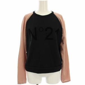 カットソー Tシャツ 異素材切替 長袖 36 黒 ブラック ピンクベージュ P18EN2S /HN