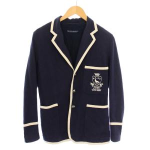 テーラードジャケット ブレザー アウター シングル 総裏地 ロゴ 刺繍 4 紺 ネイビー /BB