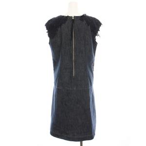 INGEBORG デニム ワンピース ひざ丈 ノースリーブ レース 刺繍 3 9号 ネイビー A2261FA 207 /YM