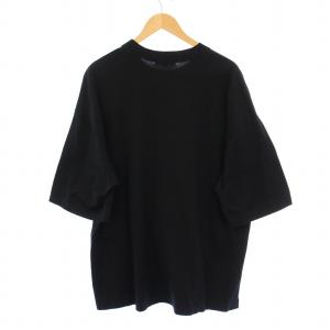 COMME des GARCONS HOMME プリントオーバーサイズ綿度詰天竺Tシャツ 半袖 クルーネック ロゴ ストレッチ L 黒 ブラック HG-T023