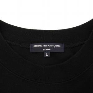 COMME des GARCONS HOMME プリントオーバーサイズ綿度詰天竺Tシャツ 半袖 クルーネック ロゴ ストレッチ L 黒 ブラック HG-T023