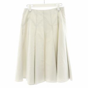 プリーツスカート ひざ丈 麻 リネン混 42 ライトグレー M5S17-142-06 /AN28