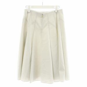 EPOCA プリーツスカート ひざ丈 麻 リネン混 42 ライトグレー M5S17-142-06 /AN28