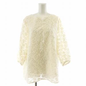 シャツ ブラウス 7分袖 Vネック 麻 リネン混 38 白 ホワイト 2109-60206 /AN27