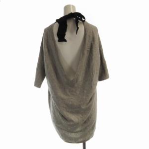 ADORE カットソー リボン Vネック ビックシルエット 五分袖 38 グレー 黒 ブラック 531-170123