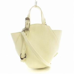 2WAY ショルダーバッグ ハンドバッグ レザー 白 ホワイト /EE