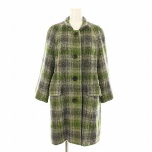 ロングコート ウール アルパカ混 ウール混 8 緑 グリーン グレー /KU