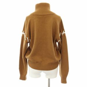 ADEAM ニット セーター ハイネック 長袖 レースアップ 茶 ブラウン 白 ホワイト 39595 /YT