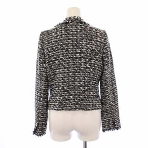 ANAYI ツイードノーカラージャケット ラメ ウール 38 黒 白 10121-39-97-380 /BM