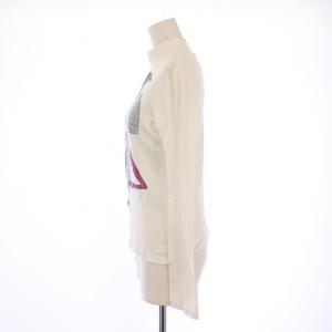 CELINE カットソー 長袖 ハイネック ストレッチ ロゴ イラスト プリント S 白 ホワイト /BB