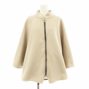 AKKO ジップアップドレープポンチョ ケープ スタンドカラー F グレージュ 0508-300-201