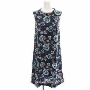 ノースリーブ ワンピース 922138926 ヒザ下 総柄 40 ネイビー 紺 /G