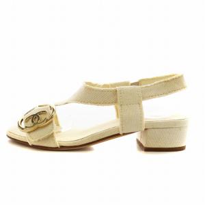 CHANEL ココマーク サンダル ヒール ストラップ 37 アイボリー G26308 /AN9 D