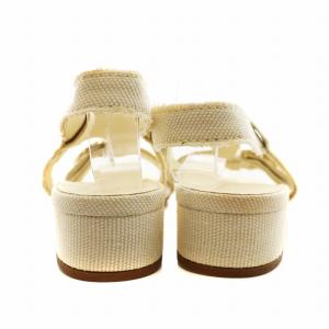 CHANEL ココマーク サンダル ヒール ストラップ 37 アイボリー G26308 /AN9 D