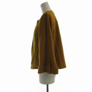 BURBERRY BLUE LABEL ノーカラージャケット ロゴボタン アウター 38 マスタード E1F59-683-60 /RO