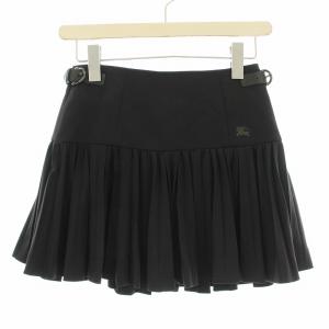 ミニスカート プリーツ 内側チェック ロゴ刺繍 36 黒 ブラック FX508-228-09 /OR