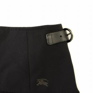 BURBERRY BLUE LABEL ミニスカート プリーツ 内側チェック ロゴ刺繍 36 黒 ブラック FX508-228-09 /OR