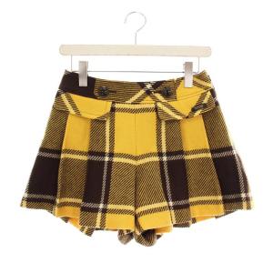 ショートパンツ キュロット チェック ウール 38 黄色 茶 E1R75-645-60 /YM
