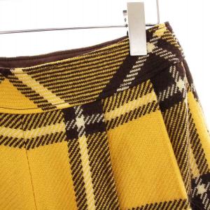 BURBERRY BLUE LABEL ショートパンツ キュロット チェック ウール 38 黄色 茶 E1R75-645-60 /YM