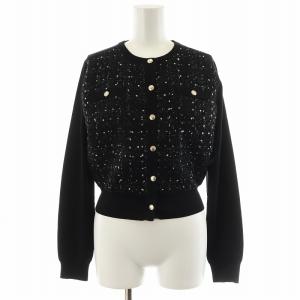 25SS ツイードドッキングニットカーディガン 36 黒 ブラック CWND251107 /AN23