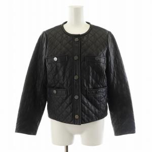 キルトレザージャケット 革ジャン キルティングジャケット ラムレザー 羊革 36 黒 ブラック 19304049