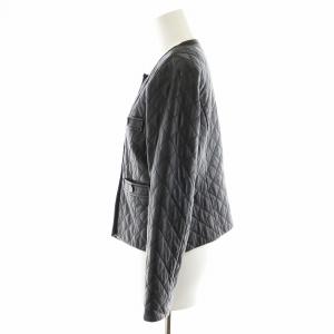 GRACE CONTINENTAL キルトレザージャケット 革ジャン キルティングジャケット ラムレザー 羊革 36 黒 ブラック 19304049
