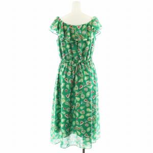 GRACE CONTINENTAL 22SS フルーツプリントフリルワンピース ロング丈 ノースリーブ 36 緑 グリーン 0122231053