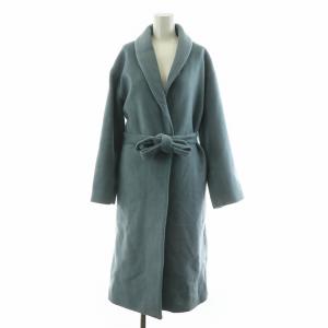 タグ付き ウール混ガウンコート ロング アウター ベルト付き S ライトブルー 112050074401-01