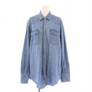 DENIM WESTERN デニムウエスタンシャツ ブラウス カジュアル 長袖 レギュラーカラー F 水色