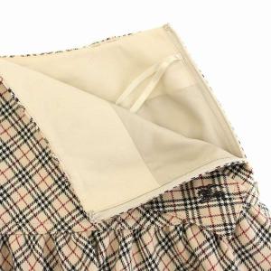 BURBERRY BLUE LABEL スカート ミニ フレア チェック柄 38 ベージュ 黒 ブラック 赤 レッド FXF40-646-43