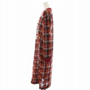 HYSTERIC GLAMOUR ワンピース ロング丈 長袖 チェック柄 ロゴ F グレー 赤 レッド 黒 ブラック 01183CO05