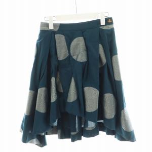 オーブ フレアスカート ひざ丈 ドット柄 アシンメトリー 1 緑 グリーン 16-01-222021 /AN21