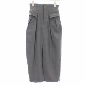 24SS ハイウエストテーラードスカート タイト ロング マキシ ジップフライ タック 1 グレー 124244055