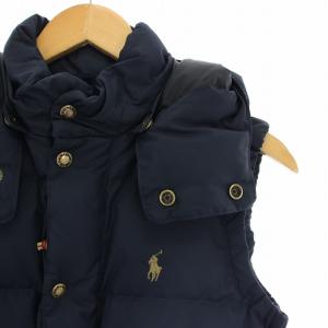 POLO RALPH LAUREN ダウンベスト スモールポニー フード ジップアップ M 紺 ネイビー 211571026001 /HN