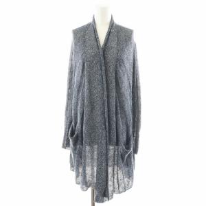 カーディガン ロング丈 麻 リネン M 紺 ネイビー J0161KJ032 /AN22