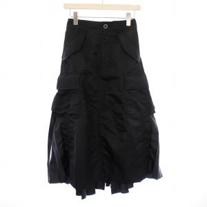 24SS プリーツスカート 変形 ナイロン 0 ブラック