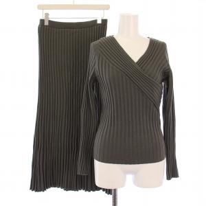 FIT RIB フィットリブ Vネックニット セットアップ 長袖 薄手 タイトスカート イージー マキシ