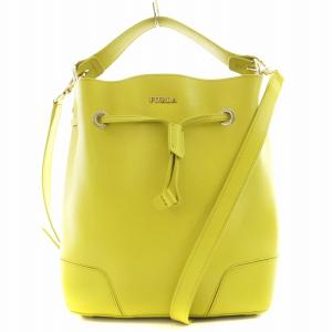 FURLA ステイシー ハンドバッグ ショルダーバッグ 2way ポーチ付き レザー 黄緑 /AN29 D