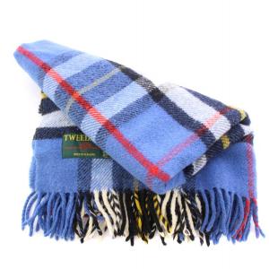 TWEEDMILL マフラー フリンジ チェック柄 ウール 総柄 青 ブルー マルチカラー /BB