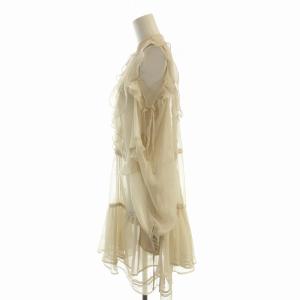 SNIDEL 24AW フリルシフォンミニワンピース ミニ オープンショルダー 1 ベージュ SWFO244271 /EE