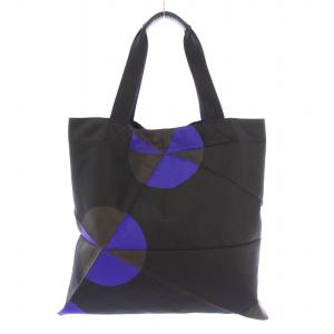 ISSEY MIYAKE トートバッグ ハンドバッグ バイカラー レザー 牛革 切替 黒 ブラック 青 ブルー /BB
