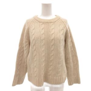 ニット セーター 長袖 ウール 2 ベージュ ケーブル編み クルーネック /FF