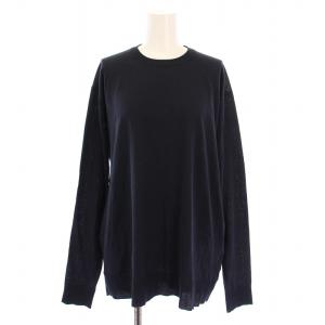 ニット セーター 長袖 クルーネック 薄手 無地 F 紺 ネイビー /BB