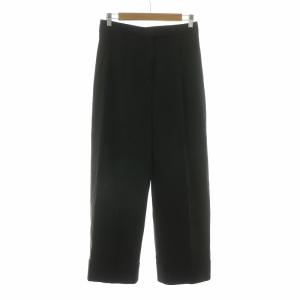 23SS CRISP LINEN CALISTA スラックスパンツ 38 ブラック 033106431050038